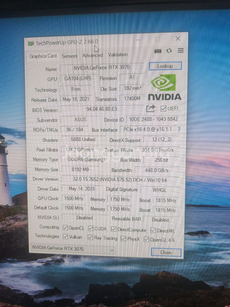 asus rtx3070 ko제품 팝니다--1