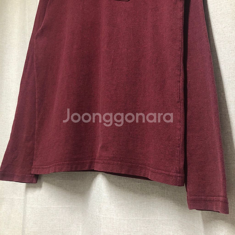 노스페이스 자수 그래픽 포켓 긴팔 티셔츠 버건디 (M)--4