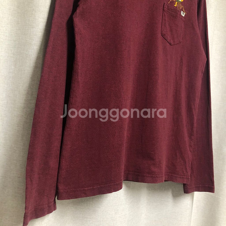 노스페이스 자수 그래픽 포켓 긴팔 티셔츠 버건디 (M)--3
