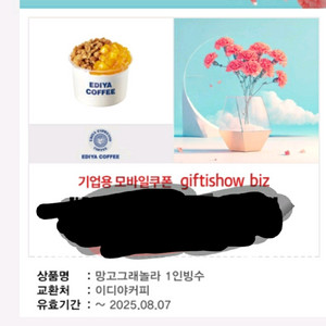 이디야 기프티콘 망고그래놀라 1인빙수