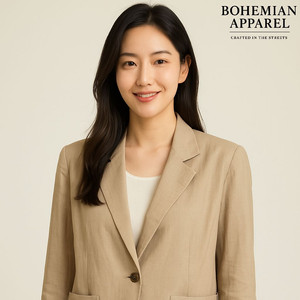 [여자 55 (85)]코인코즈 린넨 베이지 싱글자켓