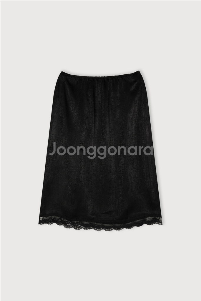 에토스 GLOSSY MIDI SKIRT (black)--0