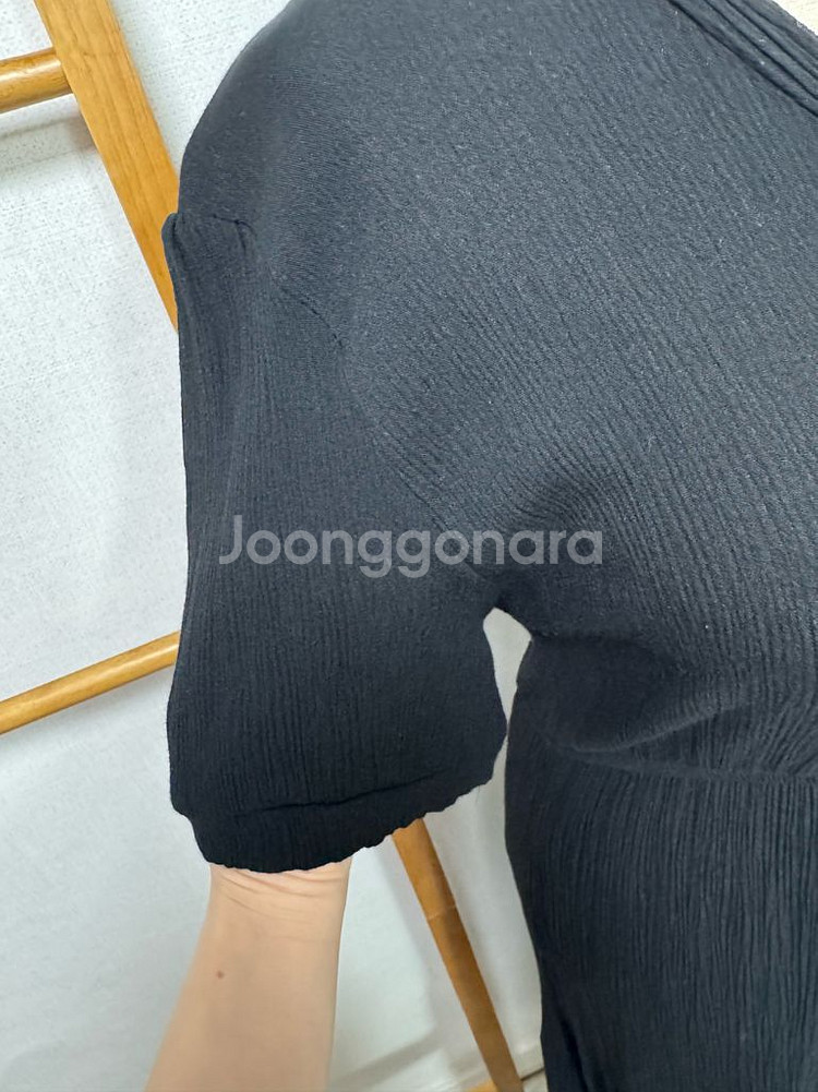 여름 롱원피스 블랙 브이넥 반팔 원피스--7
