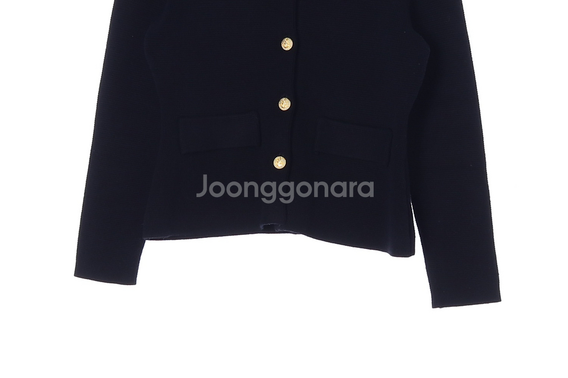 [S]자라 네이비 카라 골드버튼 니트 가디건--2