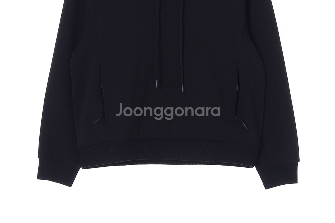 [M]안다르 제트블랙 집업 포켓 후드 티셔츠--2