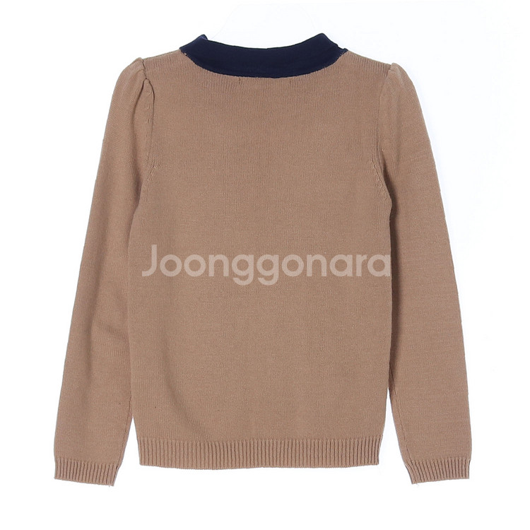 [S]온앤온 울앙고라 네이비 카라 베이지 긴팔 니트 스--3