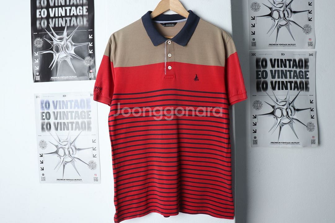(XL) 빈폴 반팔 카라 티셔츠 골프 스트라이프--0