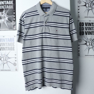 (L-XL) 타미힐피거 반팔 카라 티셔츠 스트라이프