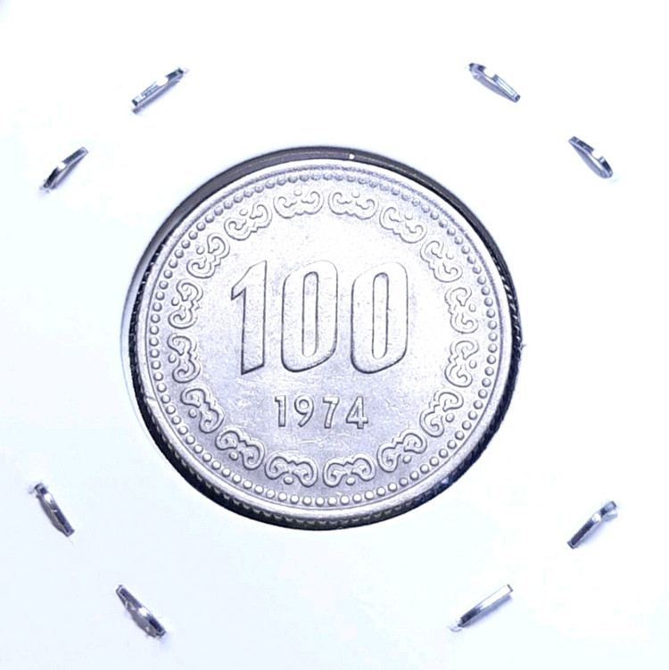 한국은행 1974년 100원 미사용-.주화 화폐 동전--0