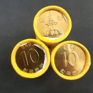 2005년 10원주화 3롤 일괄.한국은행 주화 화폐 동