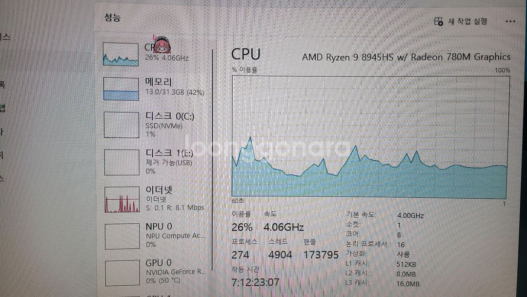 HP빅터스15 8945HS 4060 32gb 2tb--3