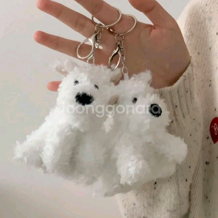 새상품 꼬질이 하얀 강아지 인형 키링--0