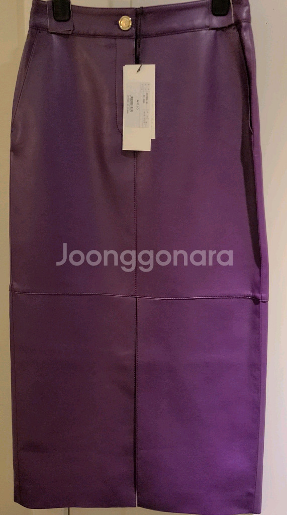 MOJO새상품 페이크레더 일자자트임 스커트 싸게팔아요--3