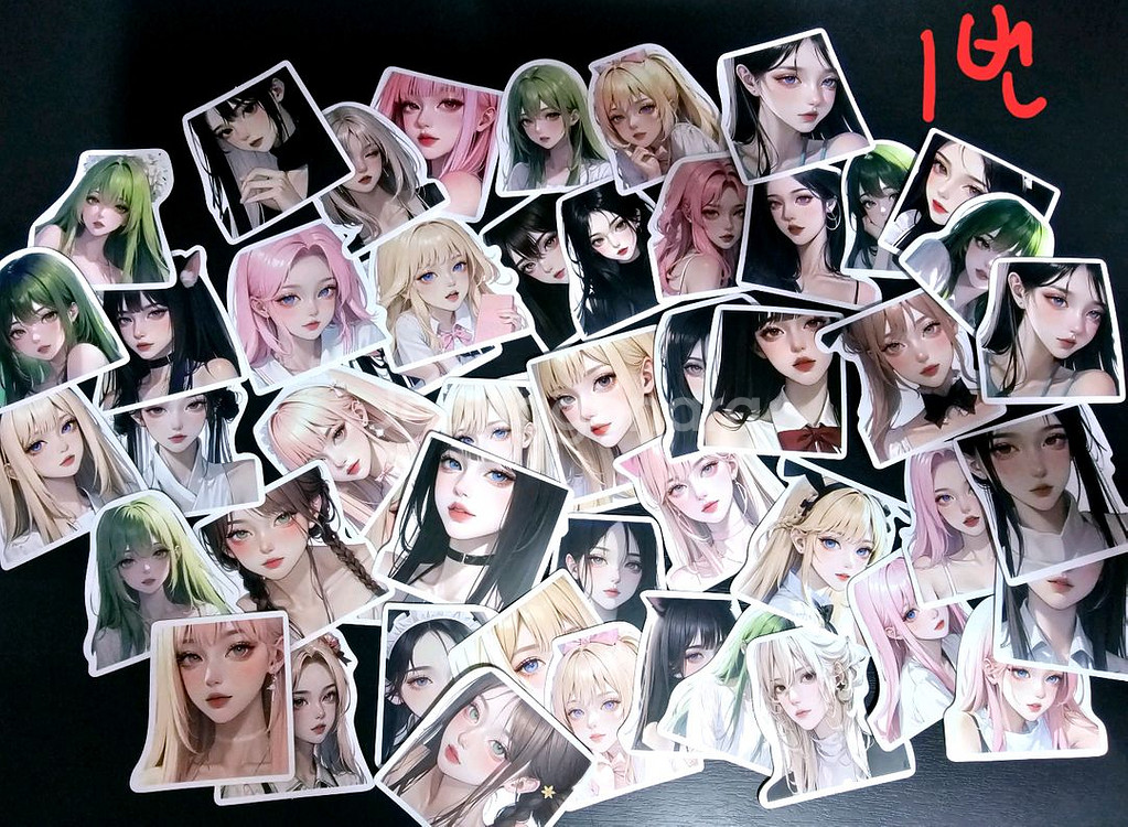 (처분) 다꾸 키치스티커 5종 (키치/소녀/인물)--0