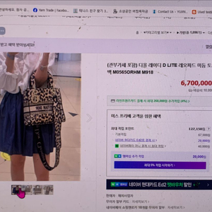 디올 레이디 D LITE 레오파드 미디움 토드백