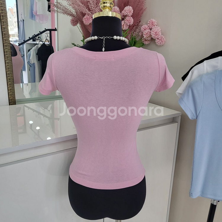 기본 유넥 슬림핏 캐쥬얼 티셔츠(2color)ㅡ무배--6