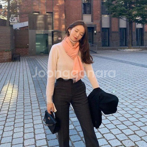 드파운드 캐시미어 목도리 머플러 베이비핑크--2