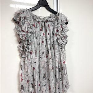 이자벨마랑 ERELL 실크100% 플리츠 러플 블라우스