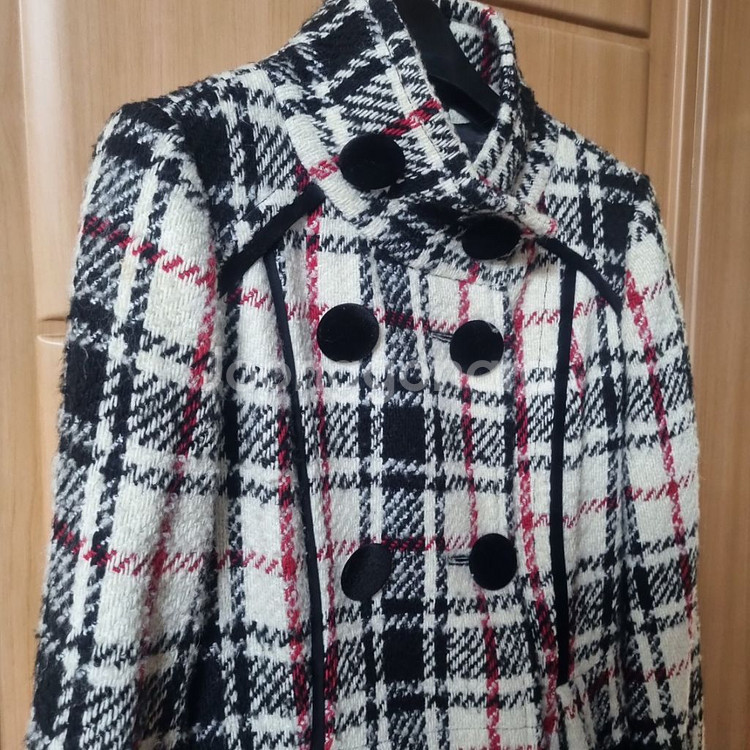 에고이스트 체크 패턴 A라인 럭셔리 코트 55size--1