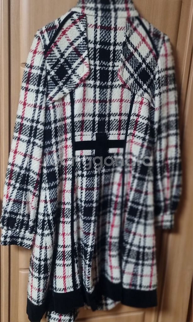 에고이스트 체크 패턴 A라인 럭셔리 코트 55size--3