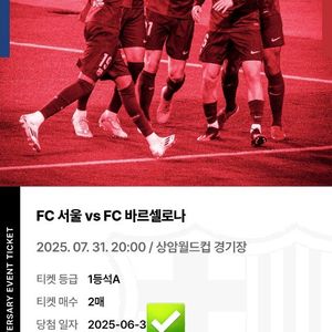 FC서울 VS 바르셀로나 2매 연석 (1등석 A)