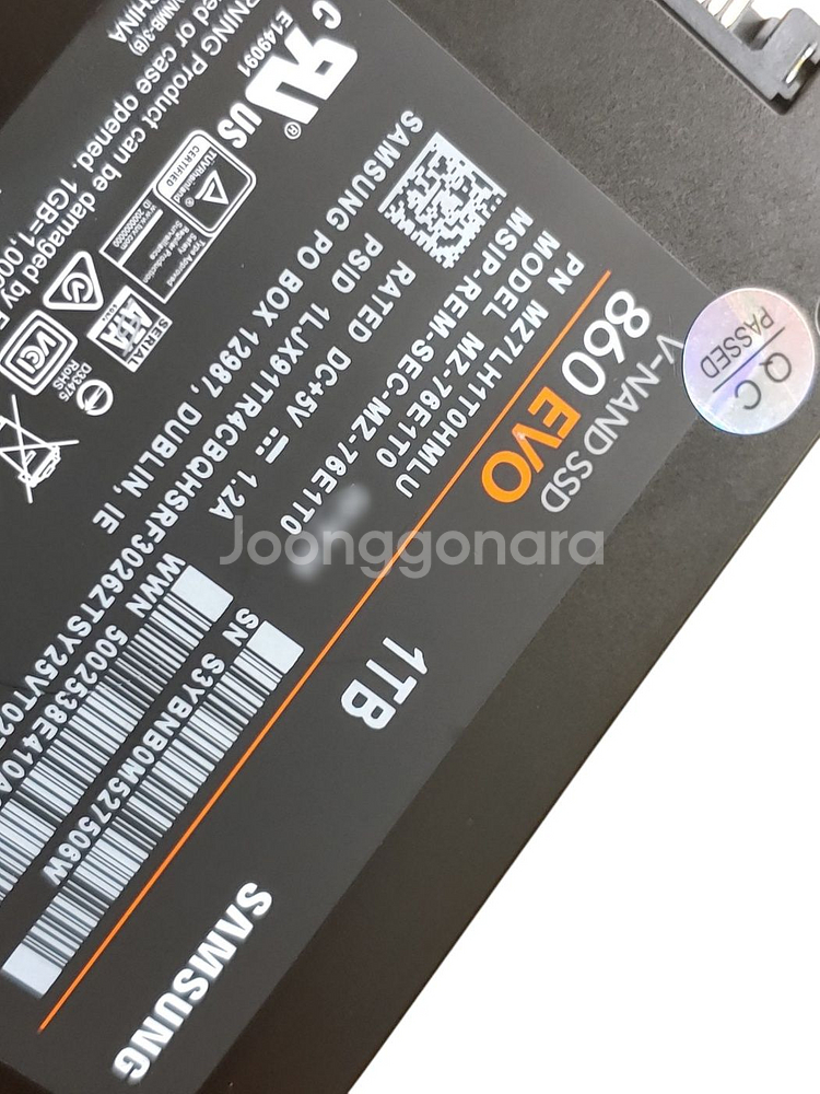 윈도우 설치 삼성 860 EVO SATA 1TB SSD--2