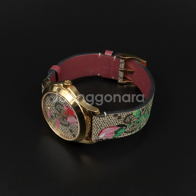 구찌 38MM 쿼츠 금장 G타임리스 핑크 블라썸 시계--2