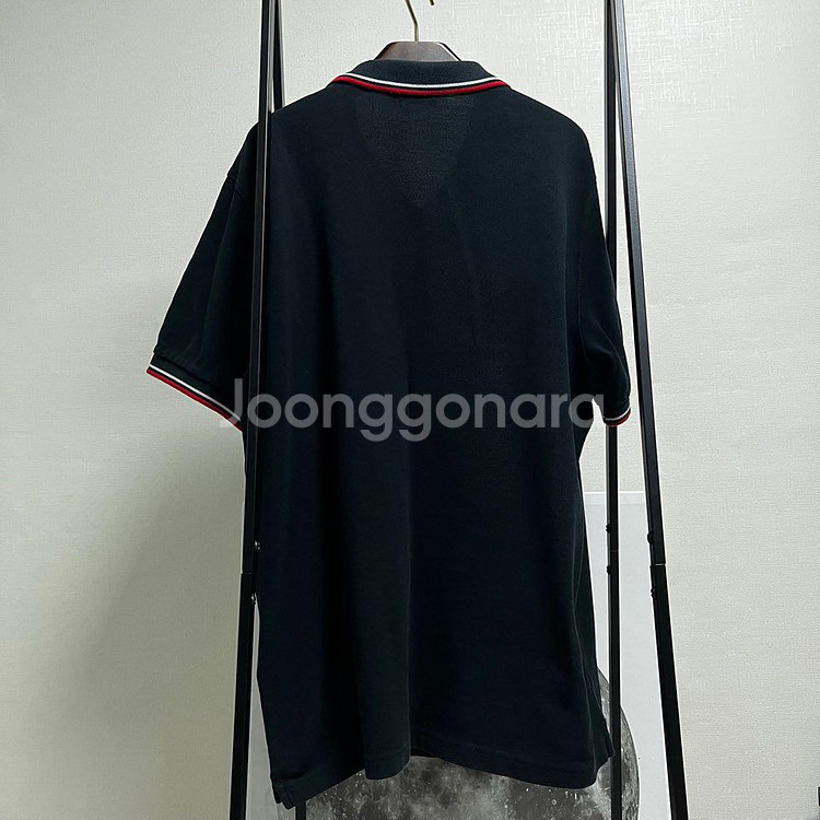 정품 3XL) 프라다 블랙 코튼 폴로 셔츠 105~11--1