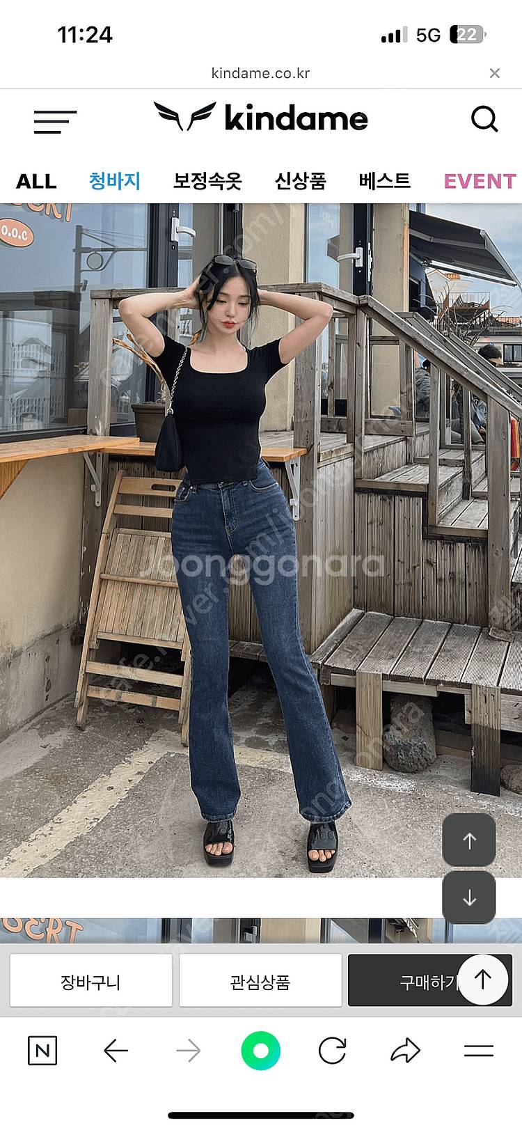 카인다미 중청 부츠컷 골반볼륨업 청바지--1