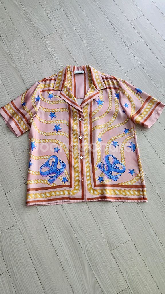 SANDRO 산드로 프린트 실크 셔츠--0