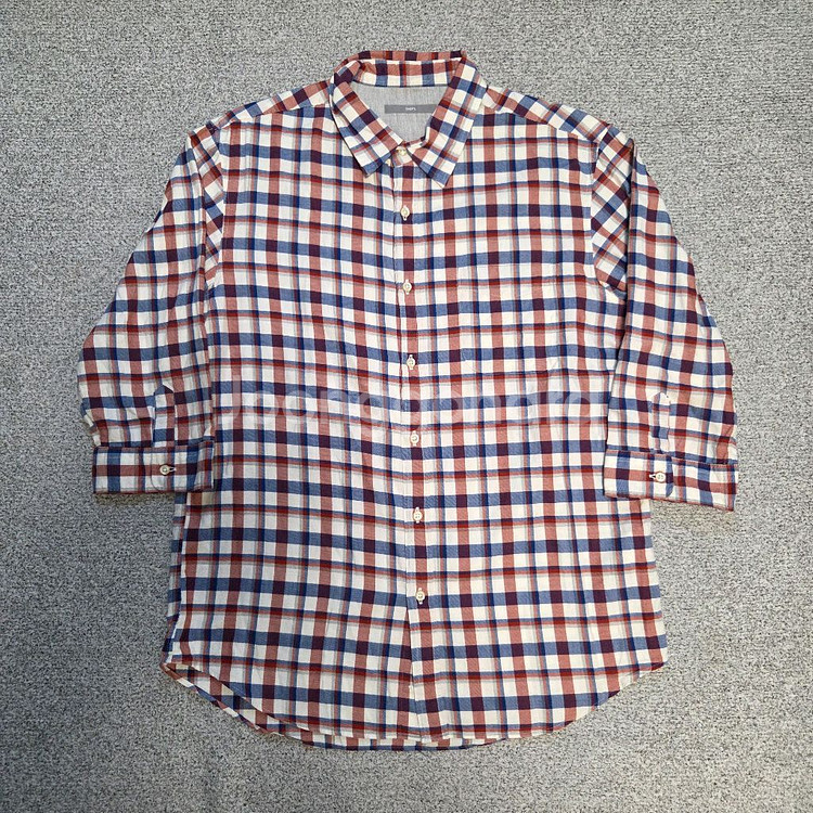 일본산 Ships 쉽스 체크 7부 반팔셔츠 L(100)--0