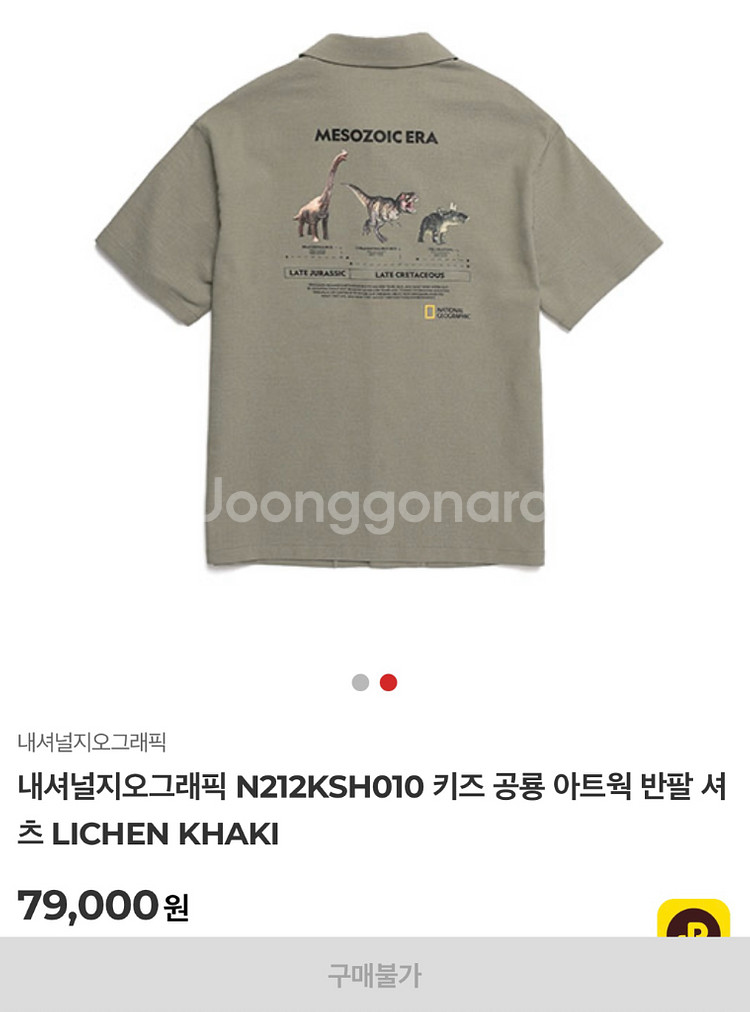 (정품) 내셔널지오그래픽 키즈 공룡 반팔 셔츠 150--1