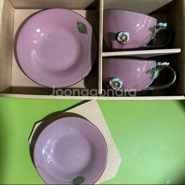 분홍 찻잔 세트--1
