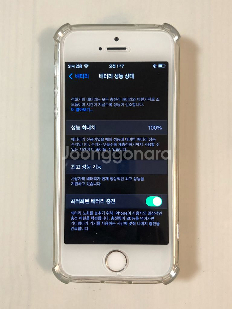 아이폰 se1 실버 128기가 북미판무음 배터리 100--8