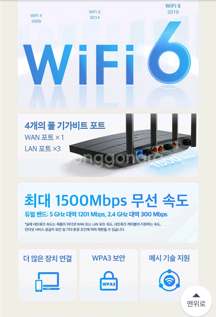 티피링크 AX1500 기가 비트 공유기 Wi-Fi--7