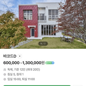 오늘 바코드펜션 D동 숙박 양도합니다