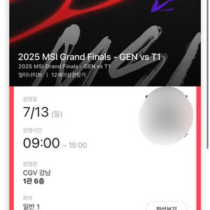 2025 msi 결승전 젠지 티원 t1 cgv 강남