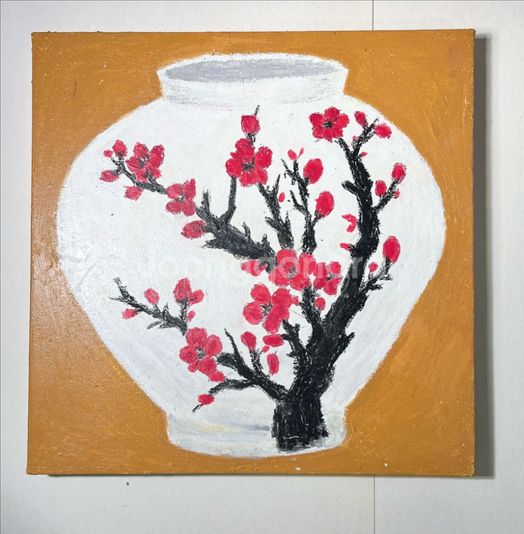 매화꽃 달항아리 (S3호) 22cm x 22cm--0