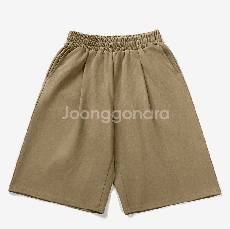 가까이유니언즈 윈턱 베이직 스웨트 쇼츠 베이지--0