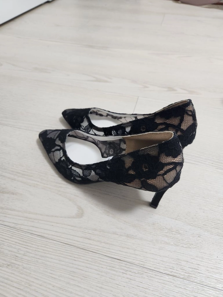 [상태A+] 레이스 망사 블랙 펌프스 스텔레토 7cm / 240 이미지