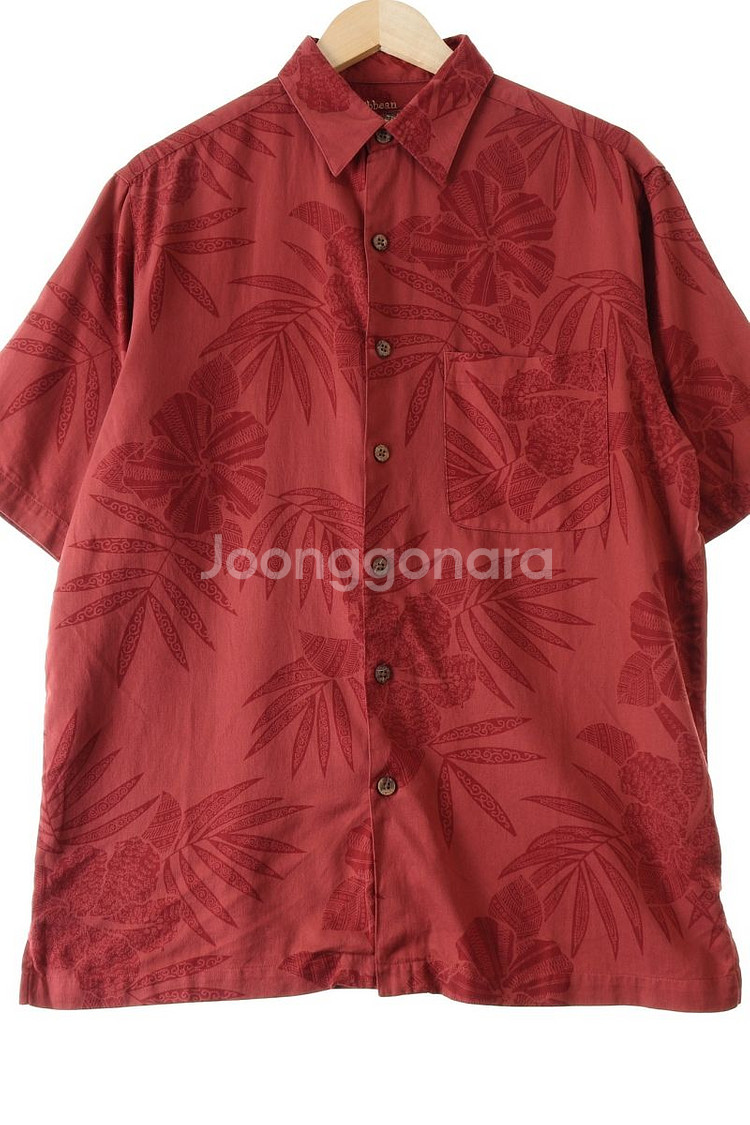 (M-2XL) 브랜드빈티지 반팔셔츠 남방 버건디--2