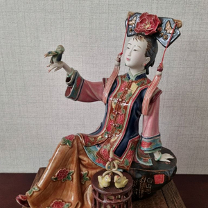[청나라 황실 미인도] 중국 명품 오채 도자기 작품