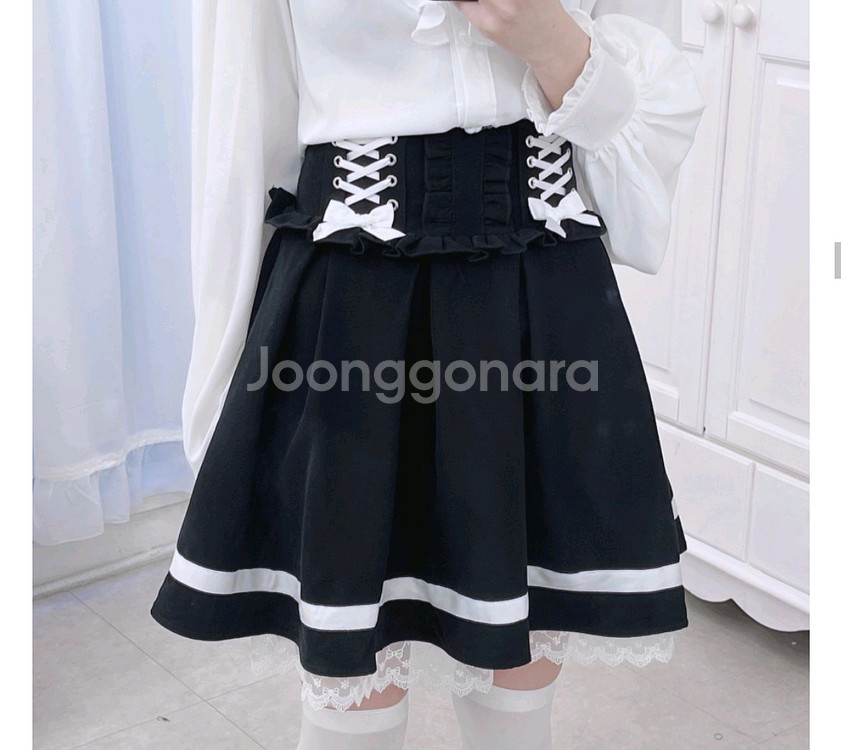 고스 / 지뢰계 / 멘헤라 : 아카네 레이스업 스커트--1