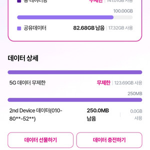 LG 유플러스 데이터 팝니다