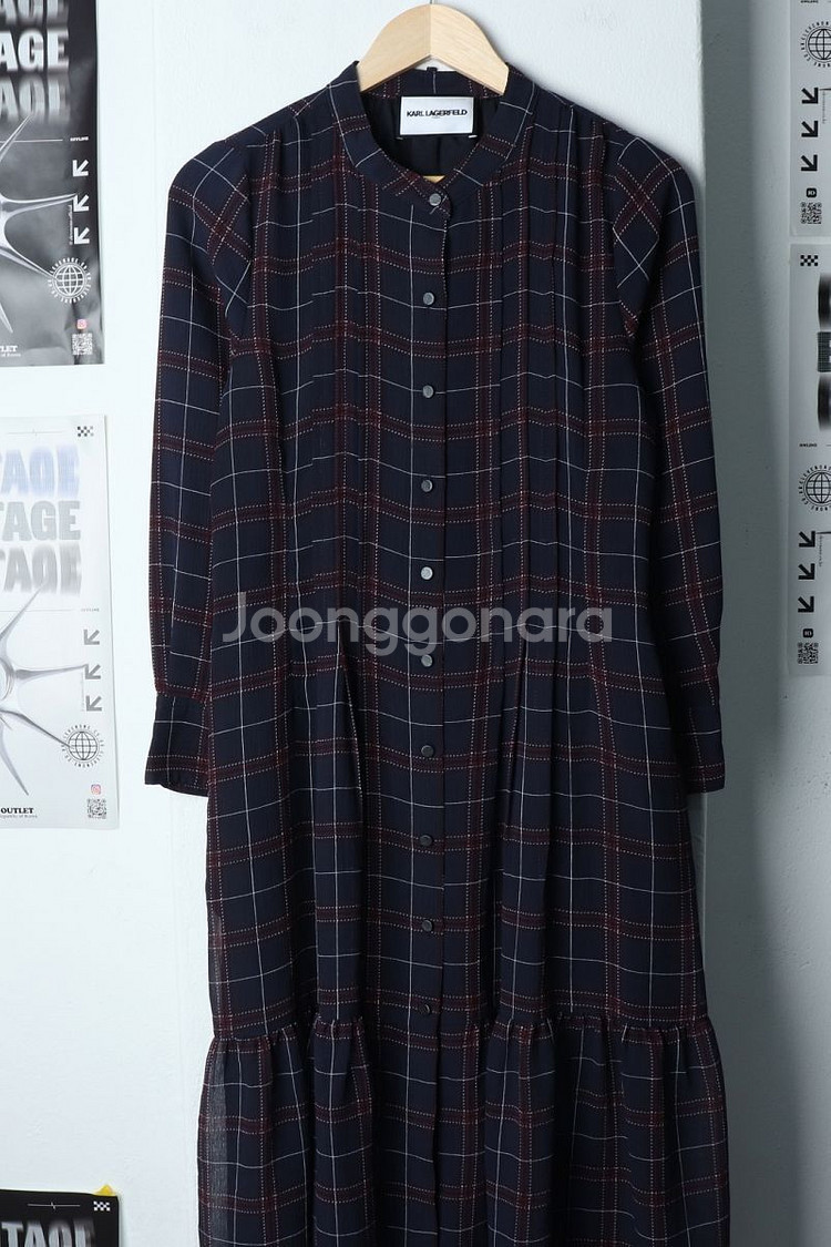 W(S) 칼라거펠트 드레스 원피스 체크 컬러믹스--5