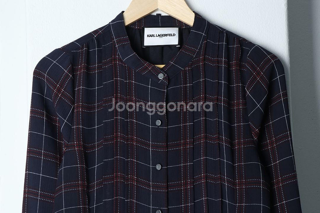 W(S) 칼라거펠트 드레스 원피스 체크 컬러믹스--1