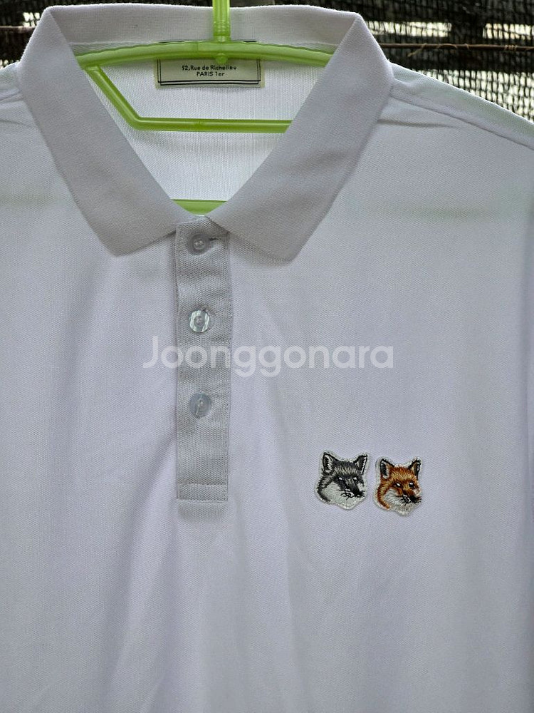 메종키츠네 폭스 자수 반팔 셔츠--1
