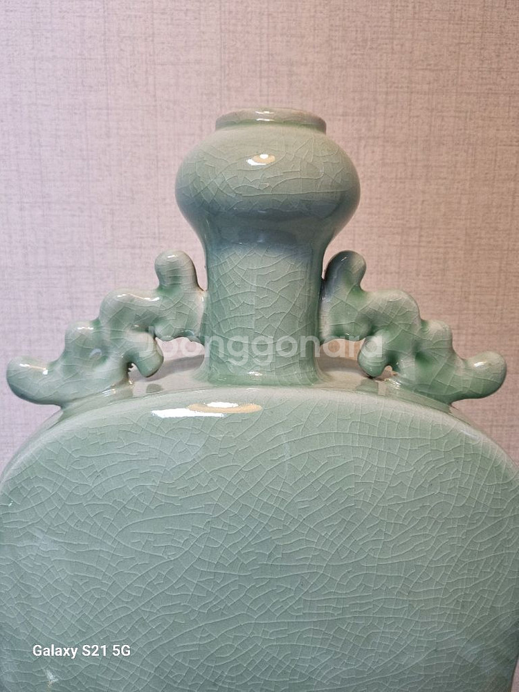 중국 명품 청자 운이 대형 편병 도자기 -높이40cm--4