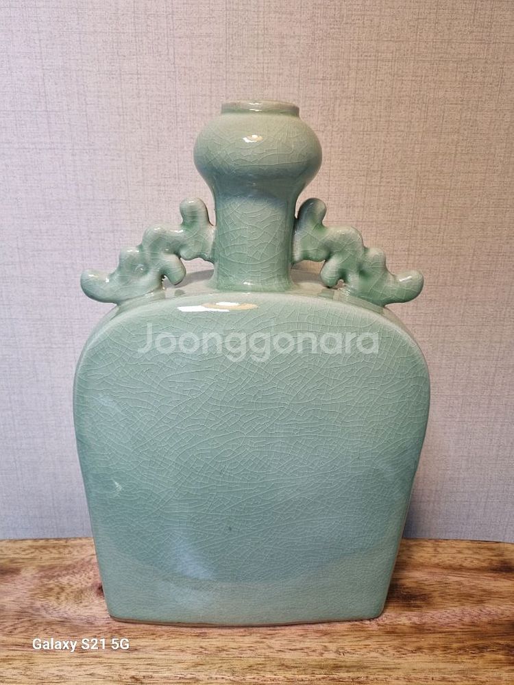 중국 명품 청자 운이 대형 편병 도자기 -높이40cm--2