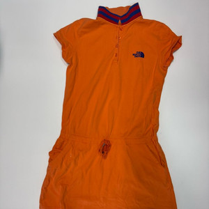 여성 노스페이스 오렌지 pk 반팔 카라 원피스